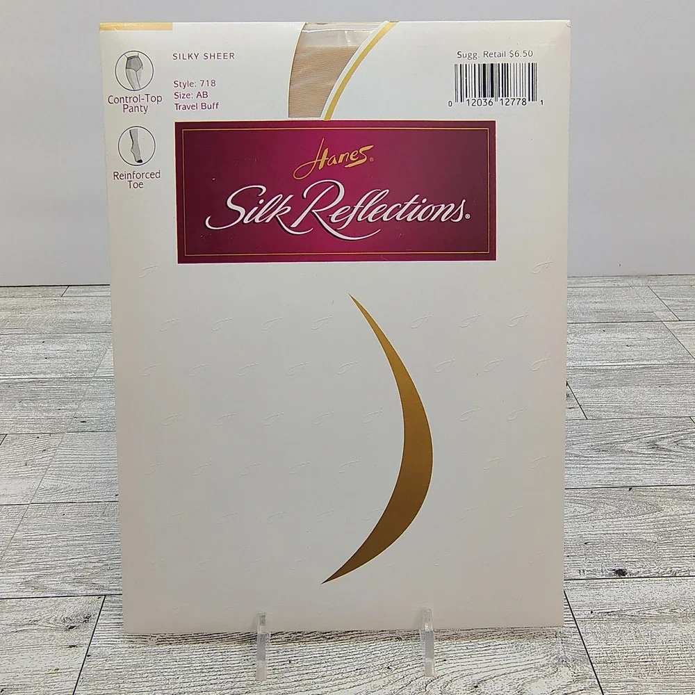 Hanes Silk Reflections 718 AB Travel Buff Control Top Pantyhose Silky Sheer 1998